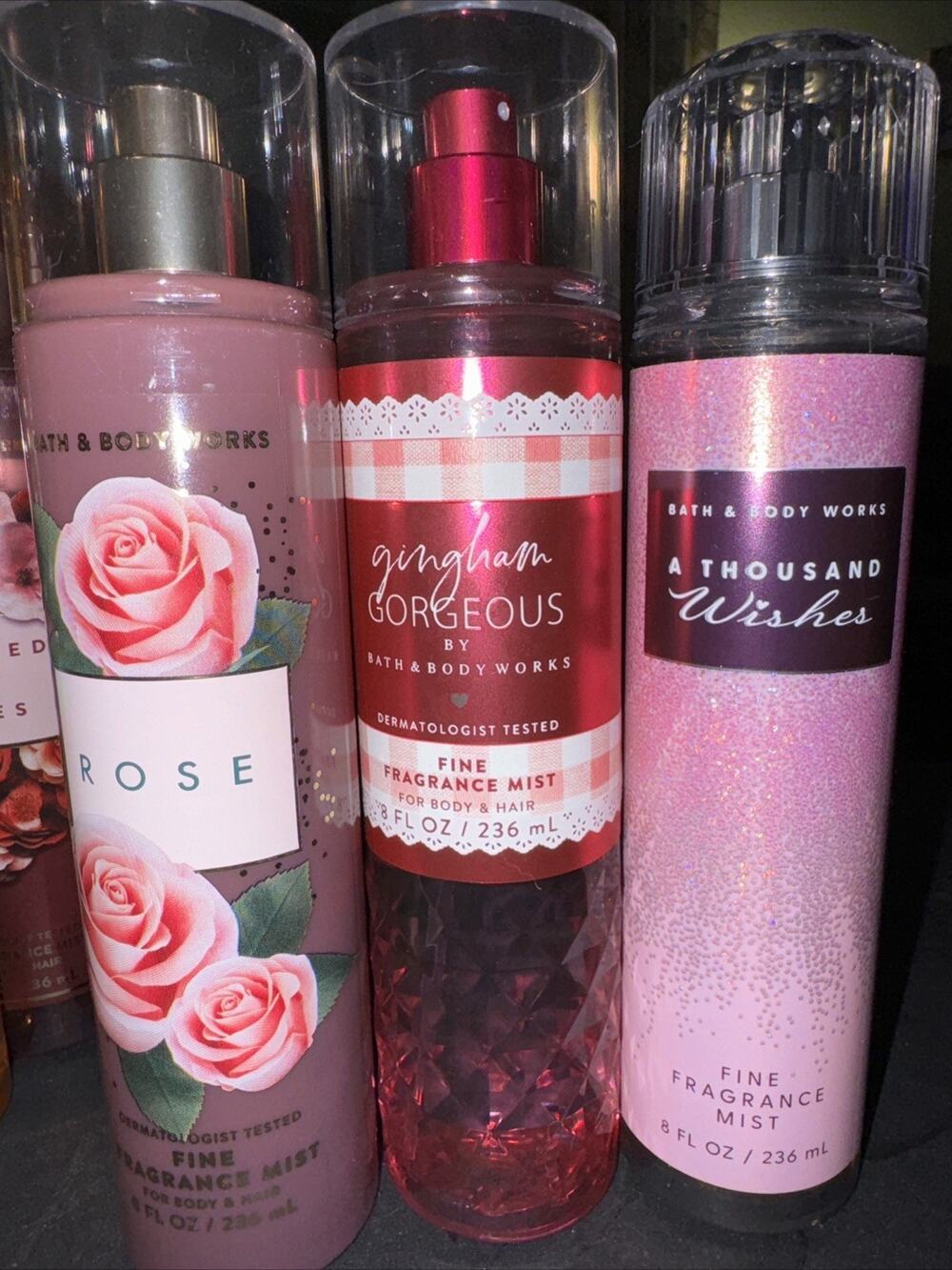 3 Bath & Body Works Rose Gingham Gorgeous Thousand Wishes Fine